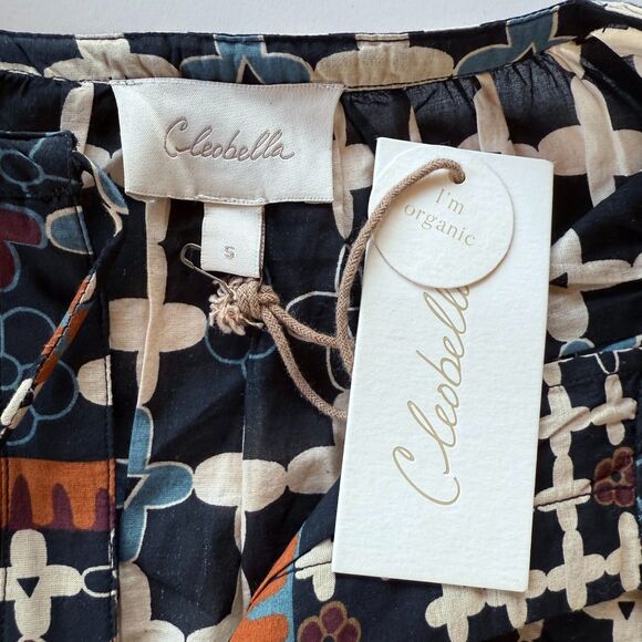 NWT Cleobella Edith Long Sleeve Blouse in Deco Black Blue Orange Cream Size S - Picture 7 of 13